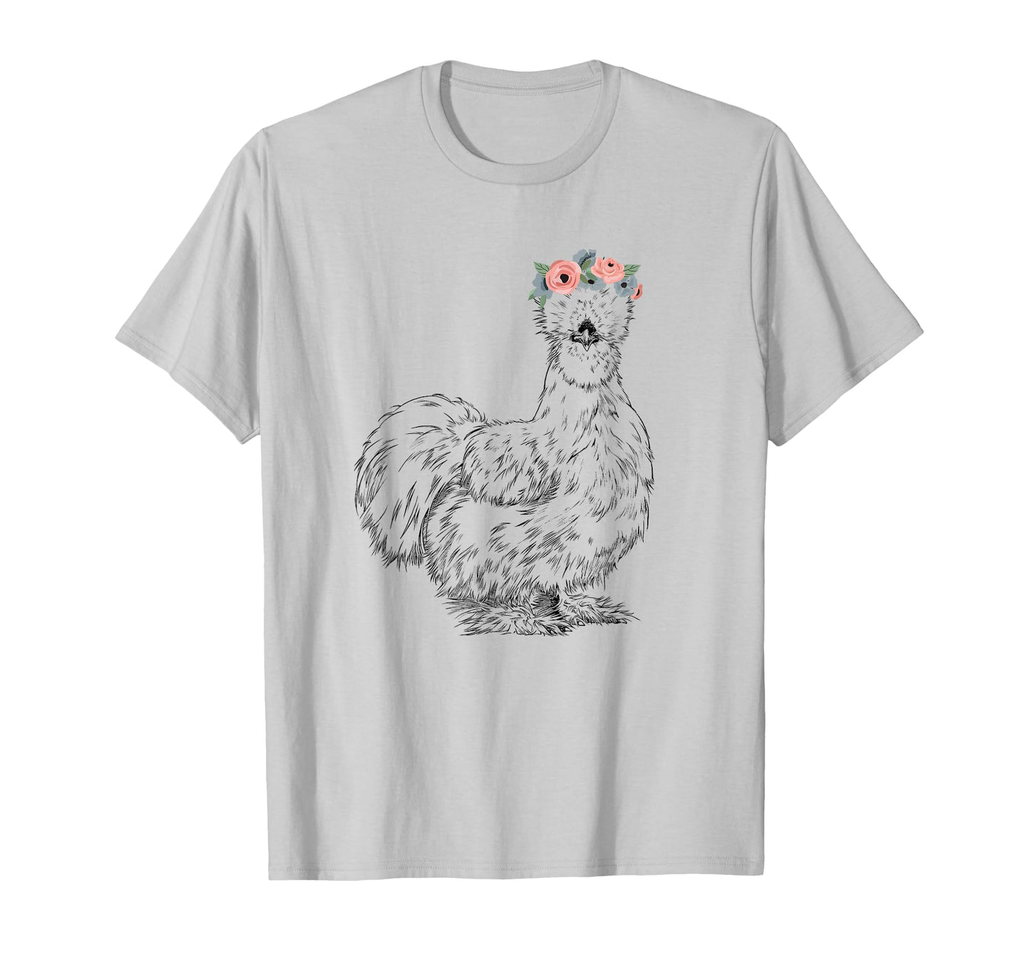 Silkie Chicken with Floral Headband Farm Animal T-Shirt