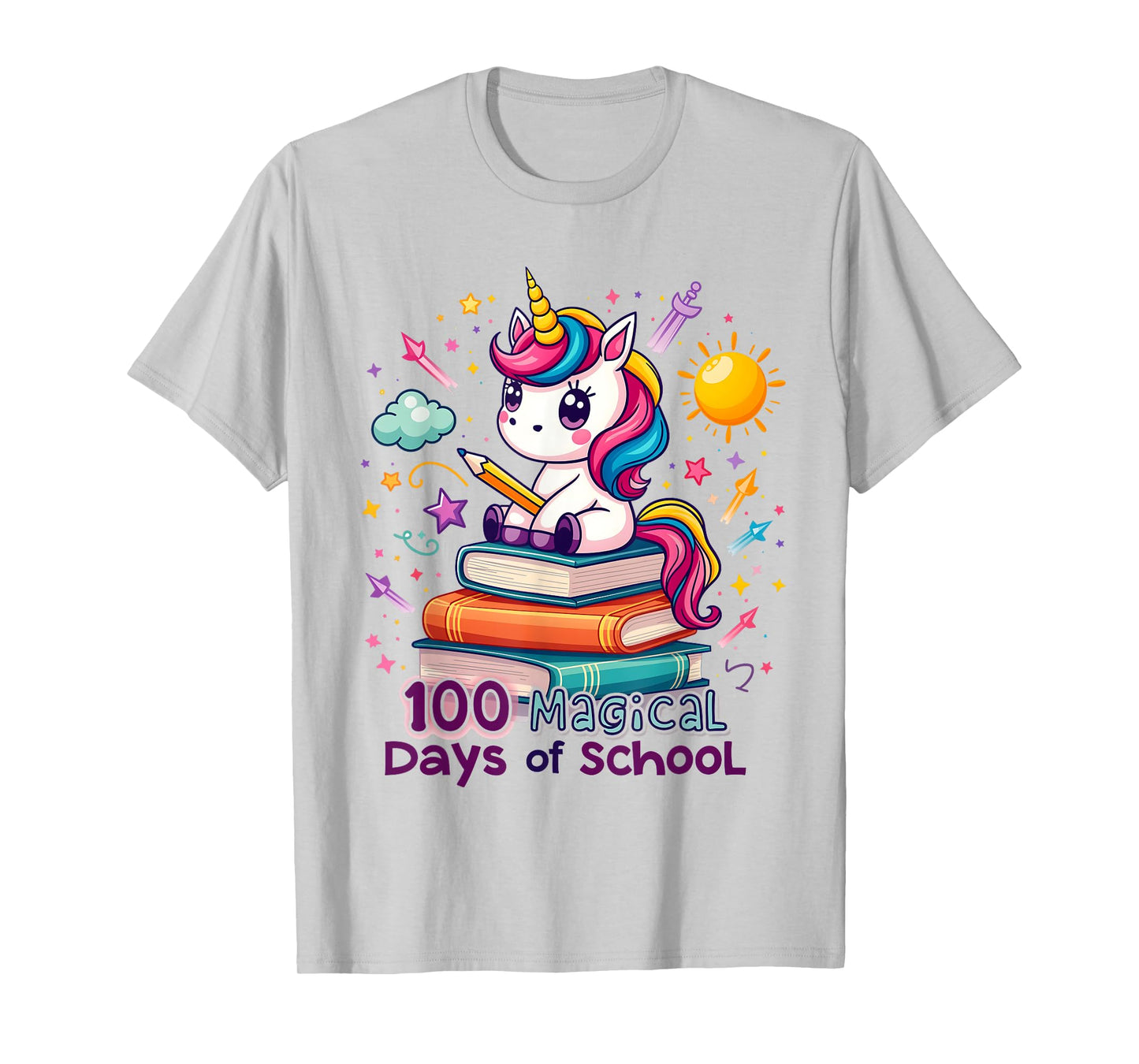 100 Magical Days of School Funny Unicorn Student Teacher T-Shirt
