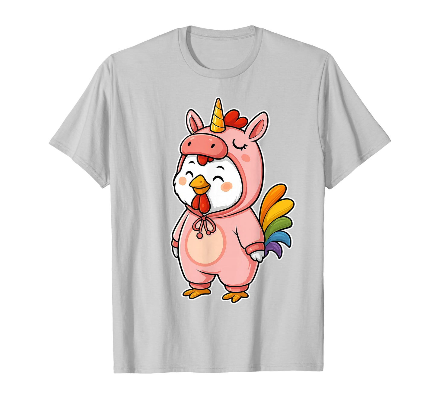 Kawaii Chicken In Unicorn Costume for Girls kids Chicken T-Shirt