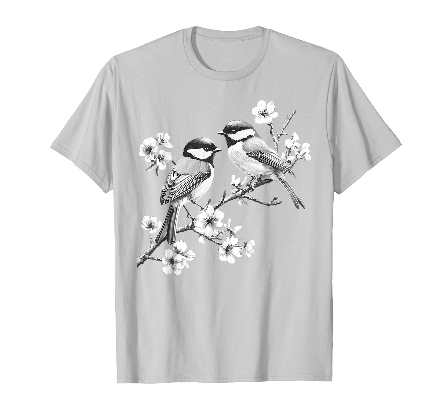 Cute Chickadee Design Blossoms Black-Capped Chickadees T-Shirt