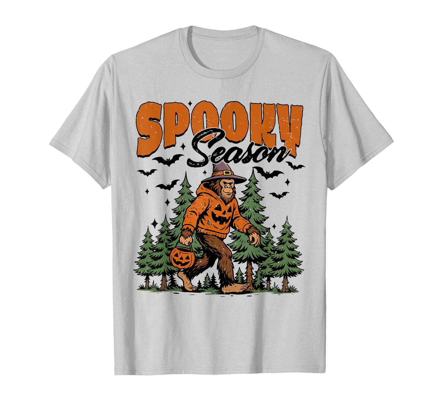 Spooky Season with Bigfoot Funny Sasquatch Halloween Autumn T-Shirt