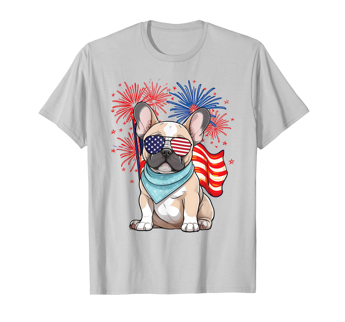 French Bulldog American Flag Frenchie Patriotic 4th of July T-Shirt for Women Kids Men