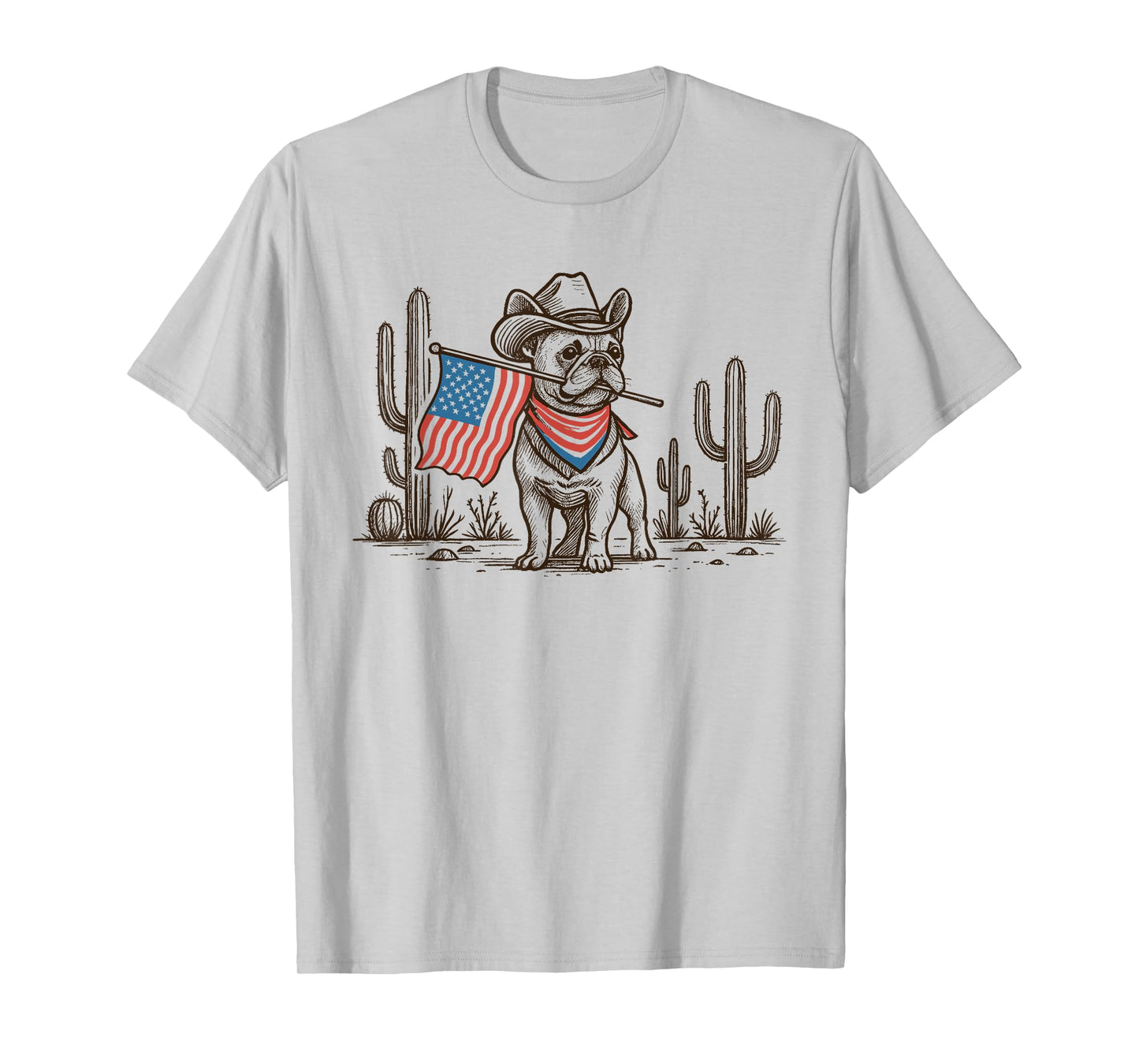 Patriotic French Bulldog Shirt Cowboy Dog USA Flag Western T-Shirt