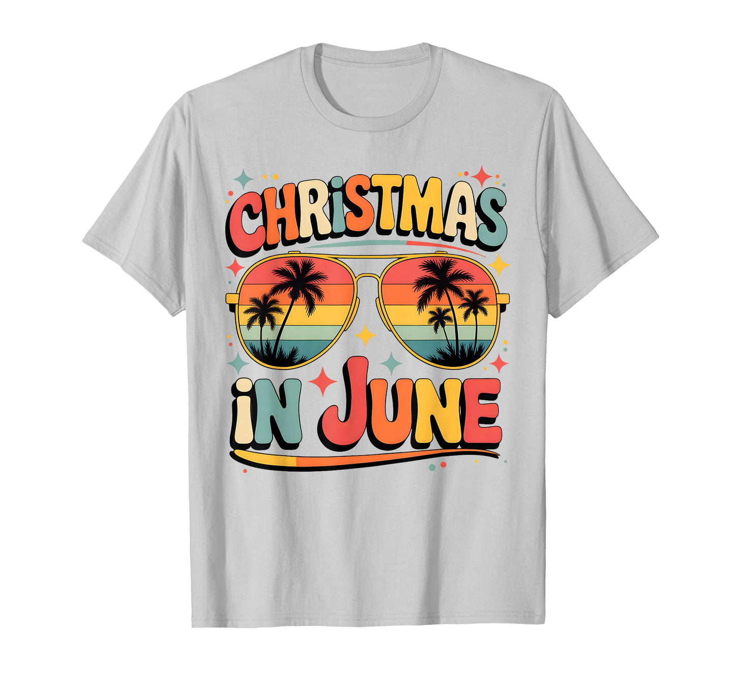 Christmas In June Sunglasses Retro Summer Vacation Xmas T-Shirt