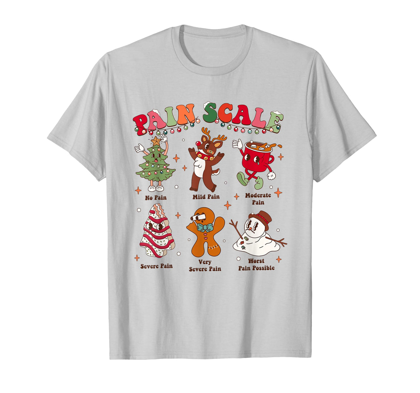 Pain Scale Retro Christmas Nurse Triage and Pain Assessment T-Shirt