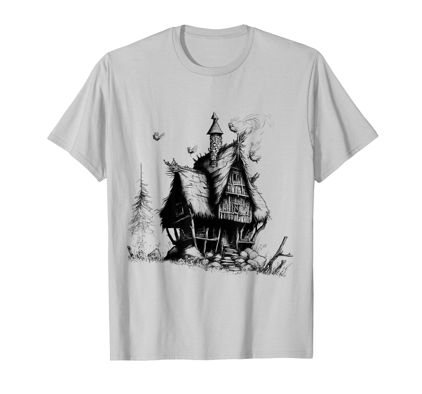 Walking House on Chicken Legs Slavic folklore Baba Yaga Art T-Shirt