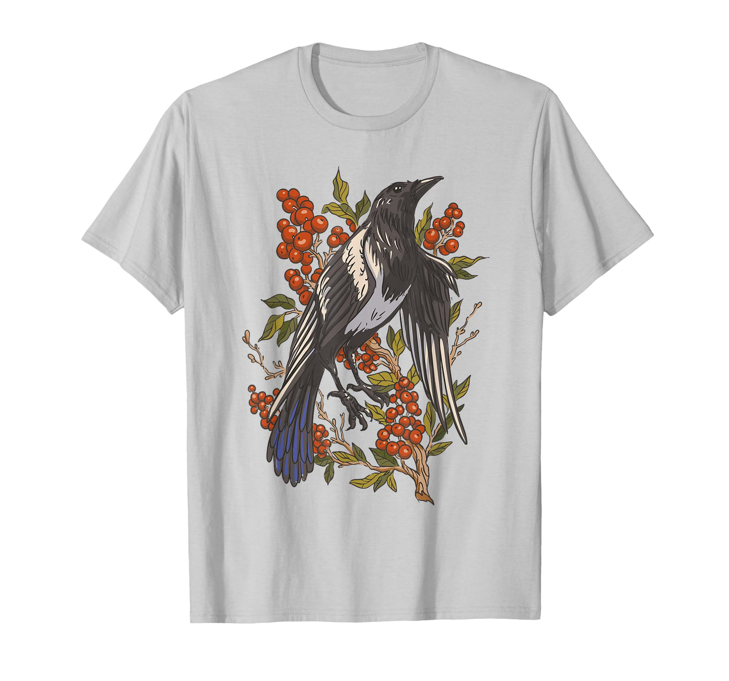Fruits Cranberries Plant Bird Magpie T-Shirt