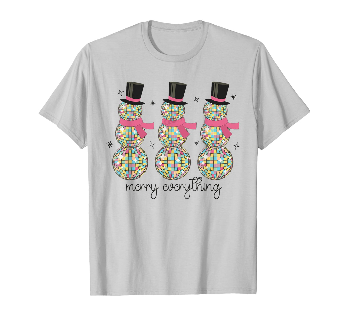 Merry Everything Disco Ball Snowman Christmas Party Xmas T-Shirt