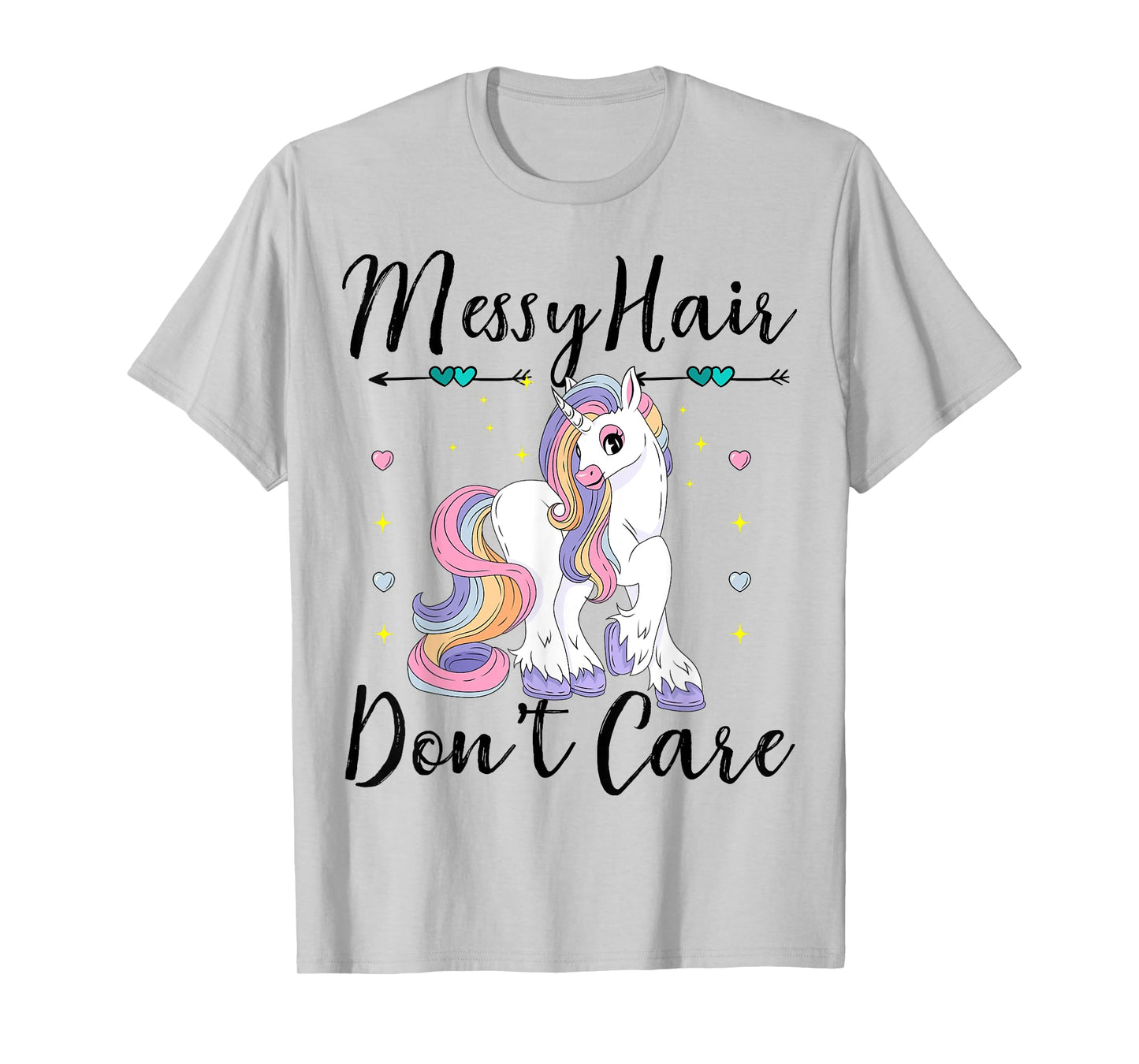 Messy Hair Don't Care Unicorn Lovers Messy Bun Hair Girls T-Shirt
