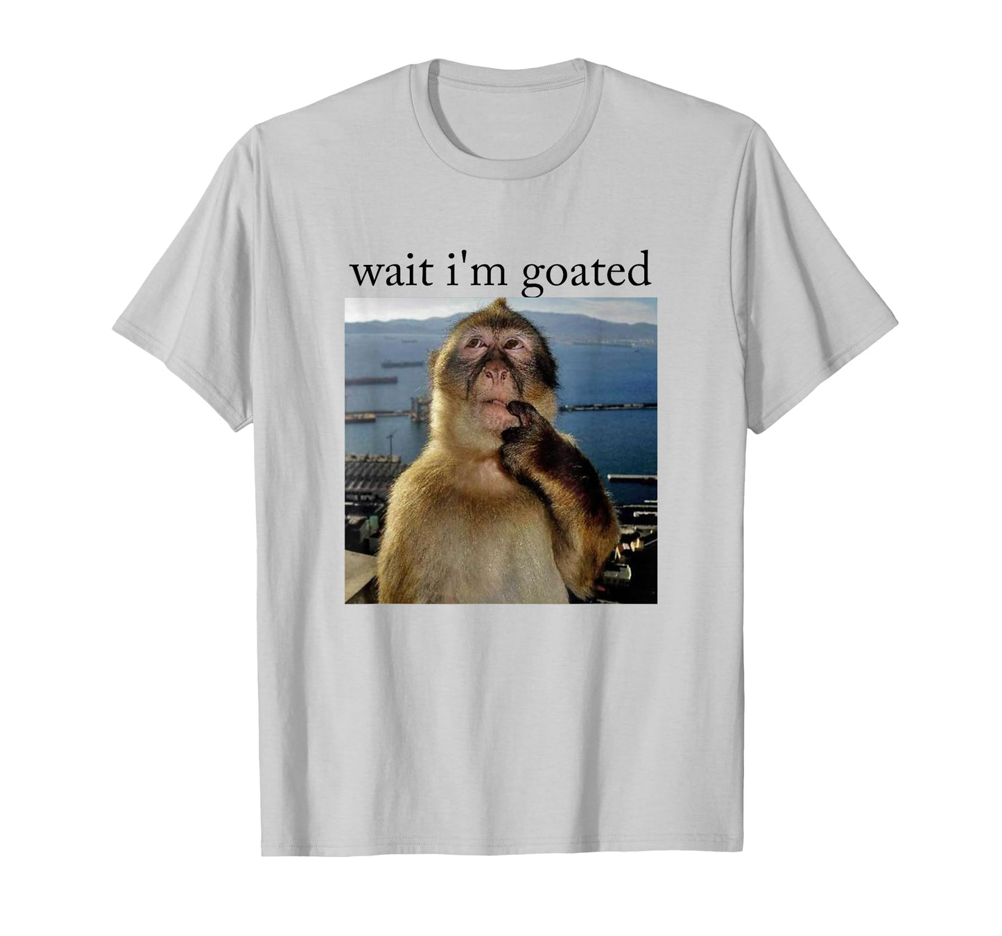Wait I'm goated Funny Thinking Monkey Meme Brainrot Gen z T-Shirt