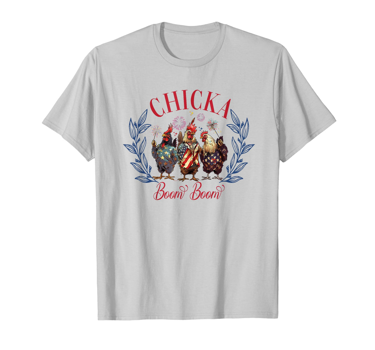 Chicka Boom Boom Cute Chicken Retro 4th of July America T-Shirt