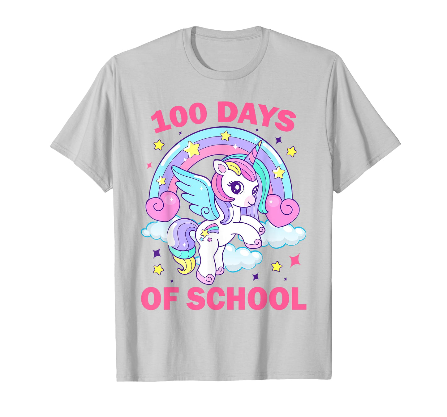 100 Days of School Rainbow Unicorn Girls 100th Day of School T-Shirt