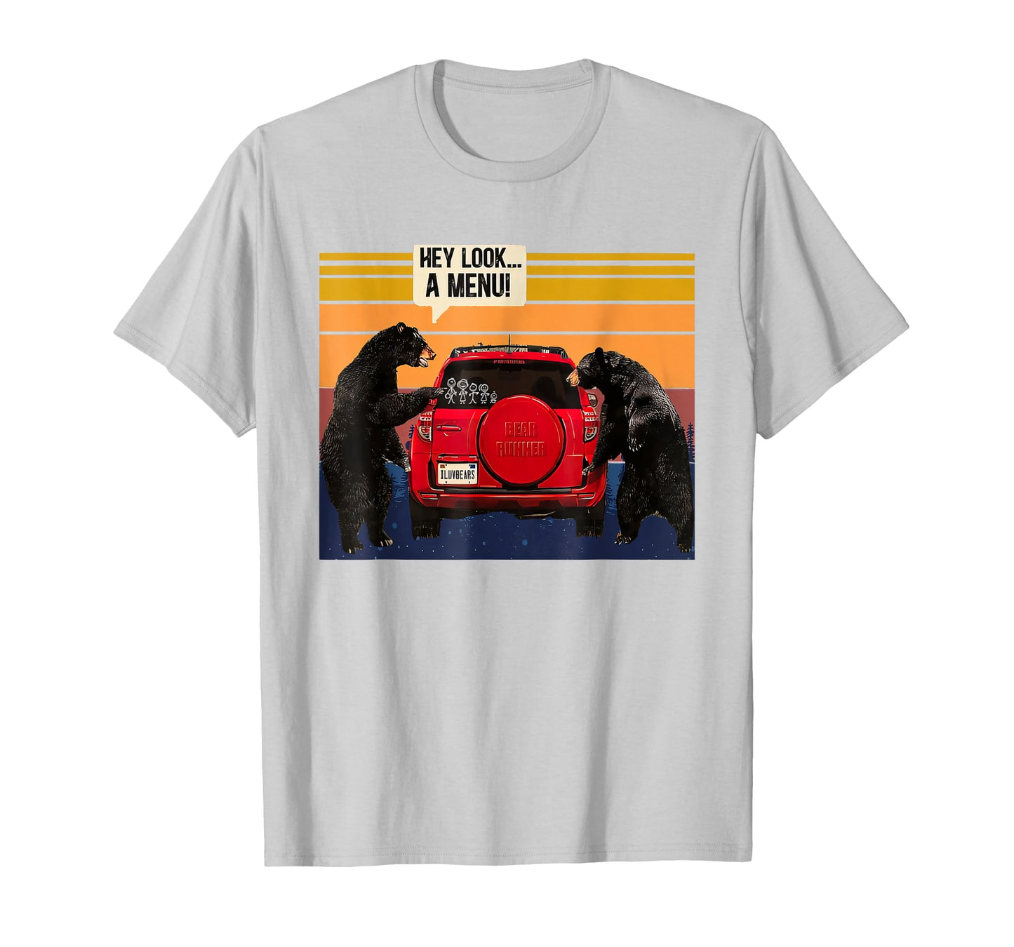 hey look the menu mountains forest camping wilderness bear T-Shirt