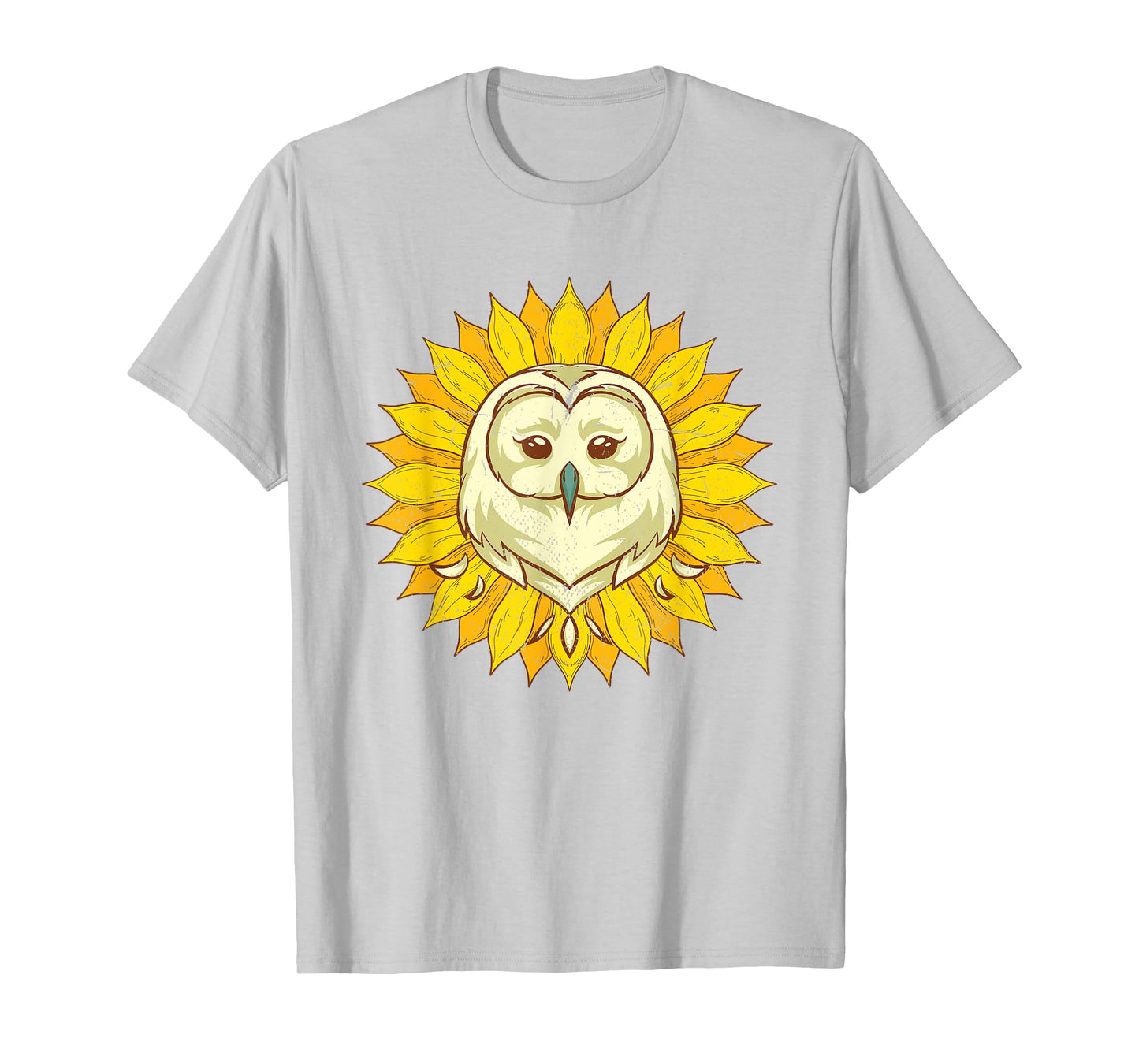 Cute Sunshine Yellow Sunflower Bird Forest Animal Lover Owl Men Women Kids T-Shirt
