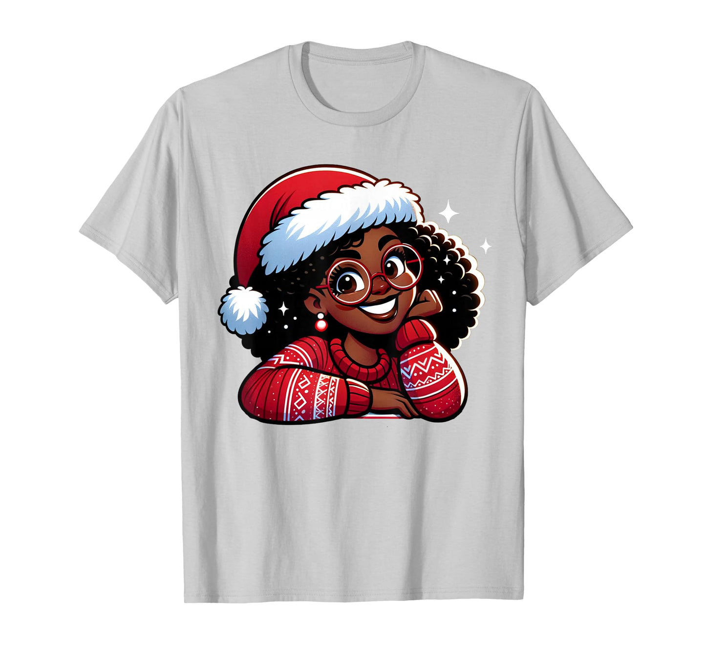 African American Merry Christmas African Black Women Girls T-Shirt