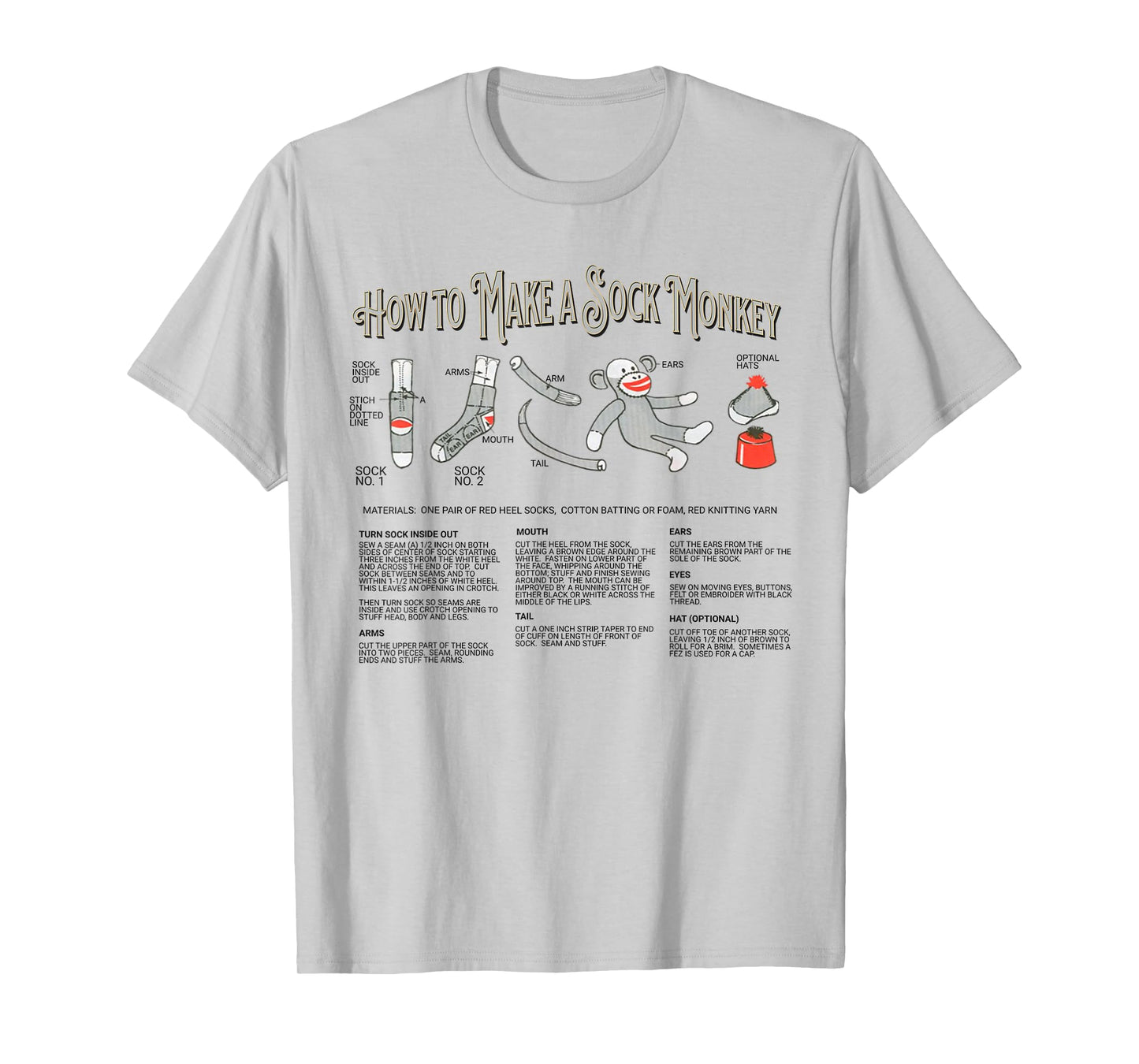 How to Make a Sock Monkey Vintage Sock Monkeys T-Shirt