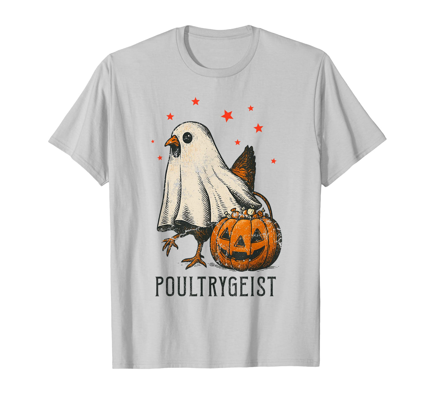 Poultrygeist Funny Halloween Chicken Ghost Costume Pumpkin T-Shirt