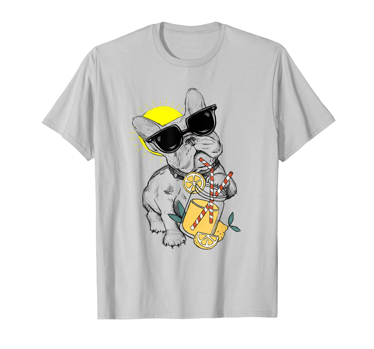 Funny French Bulldog Glasses Summer Lemonade Gift T-Shirt for Men Women Kids