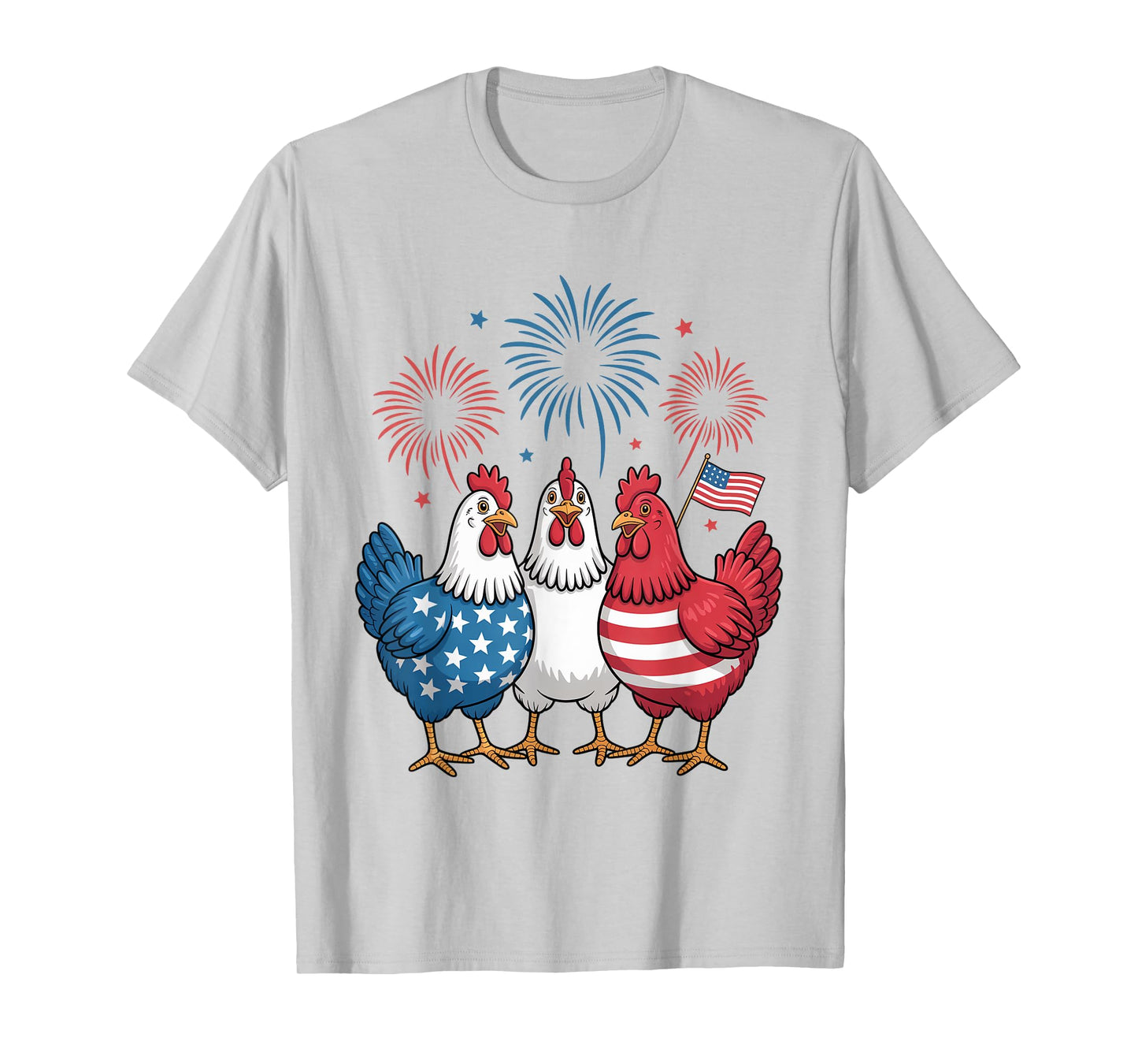 Funny Patriotic Chickens USA Flag 4th of July Chicken Lover T-Shirt
