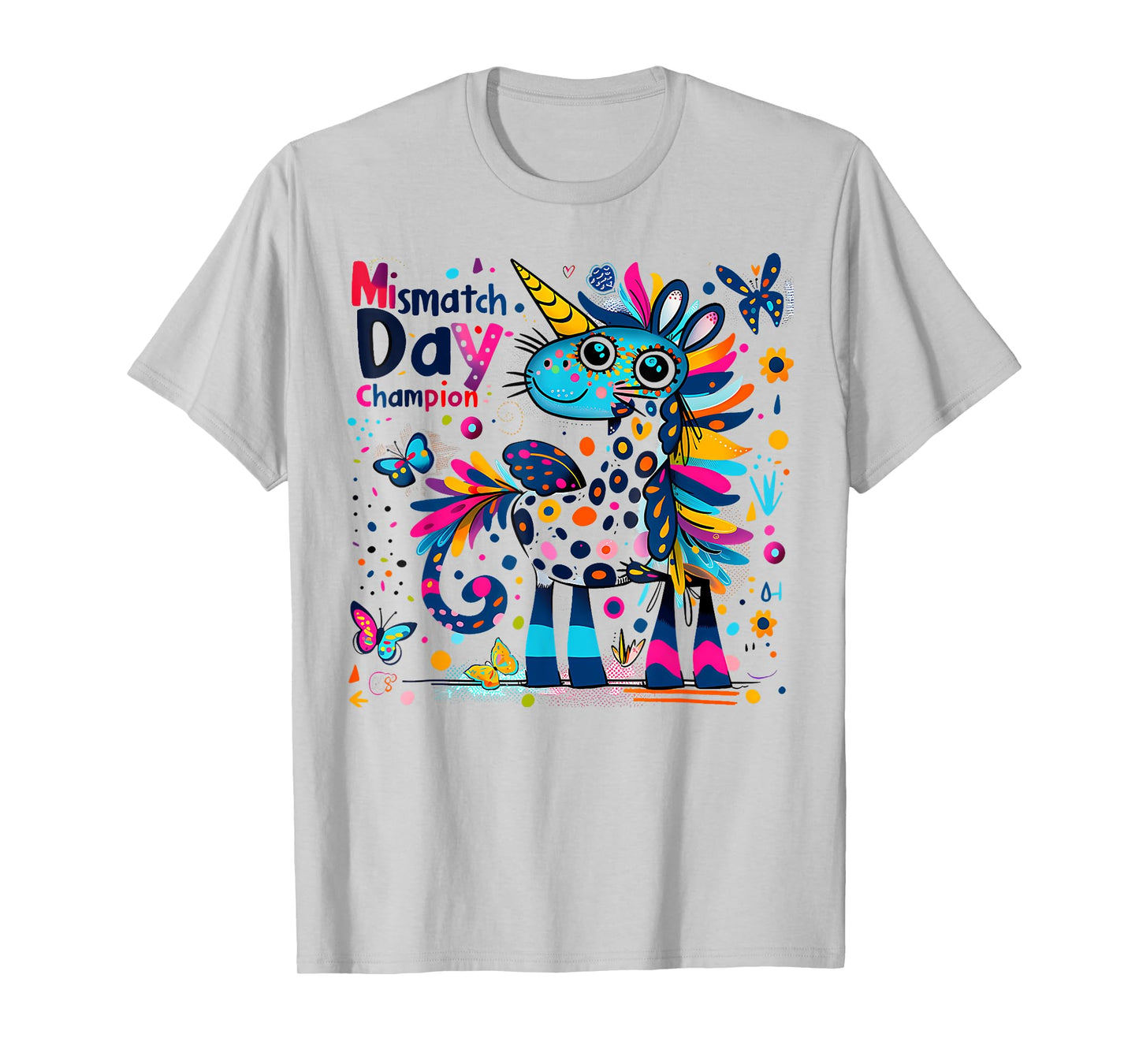 Mismatch Day Champion Funny Colorful Unicorn T-Shirt