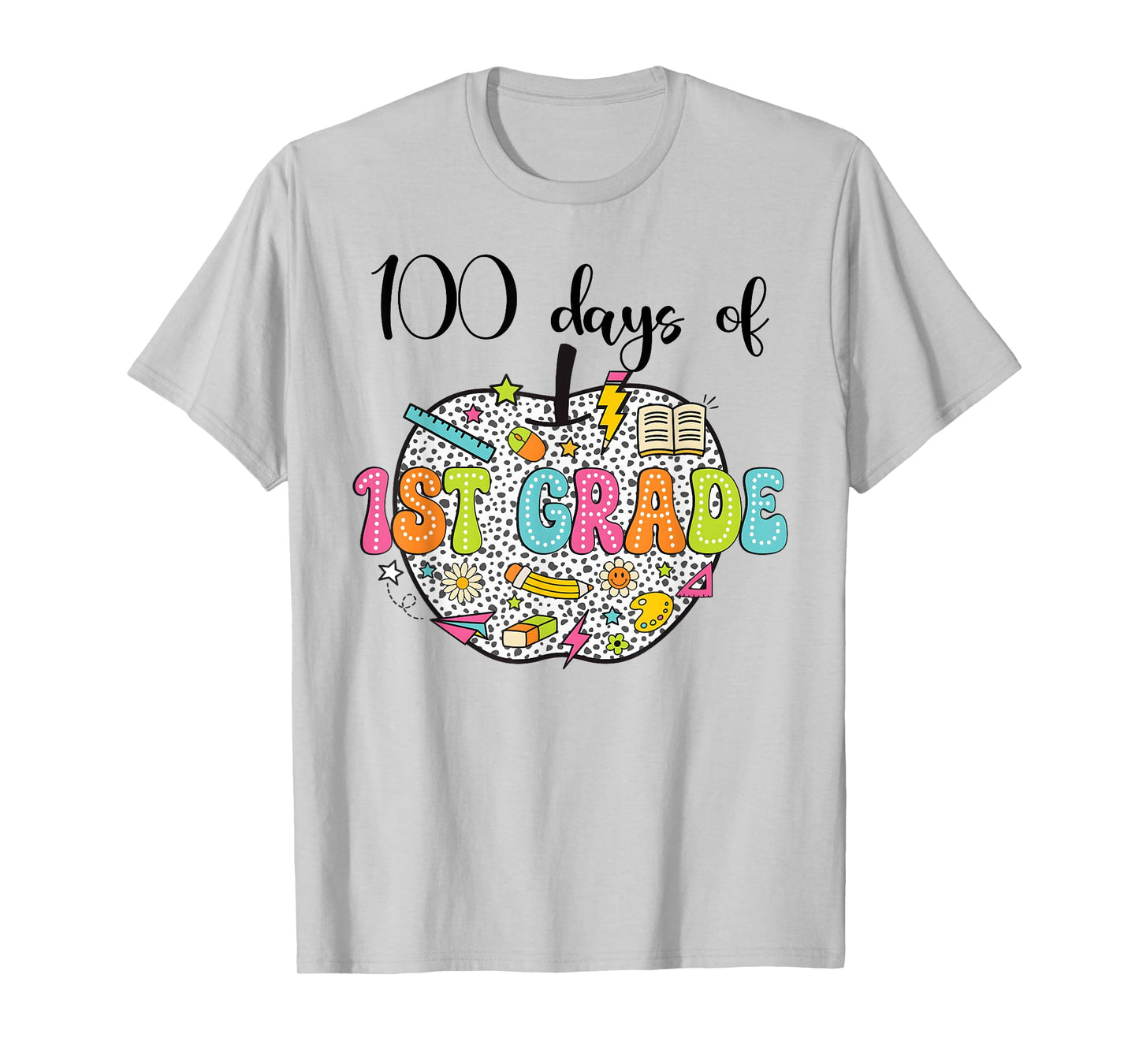 100th day of school shirt 100 days of 1st grade Bow Apple T-Shirt
