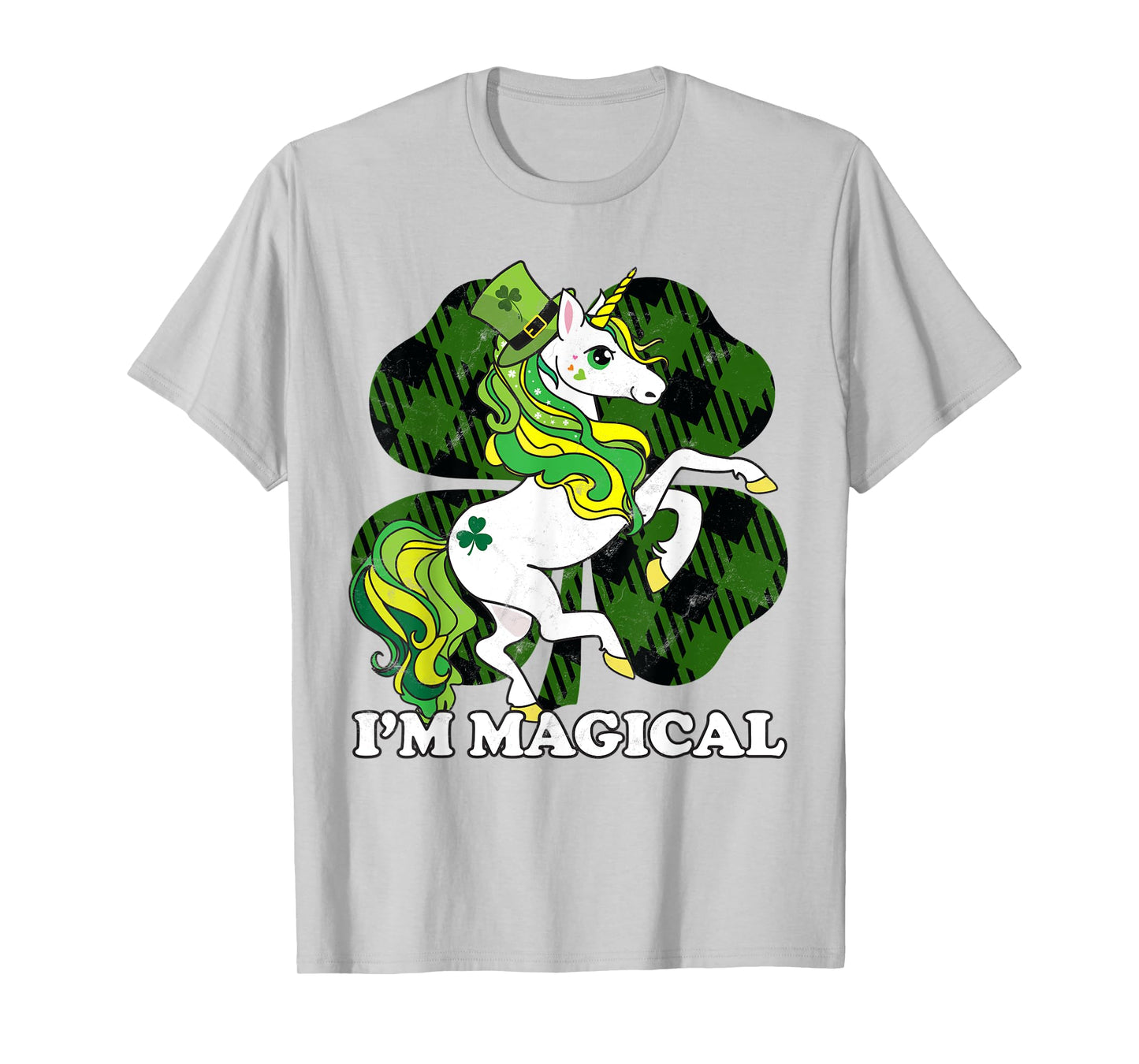 Unicorn Plaid St Patricks Day Magical Lepricorn Girl Women T-Shirt