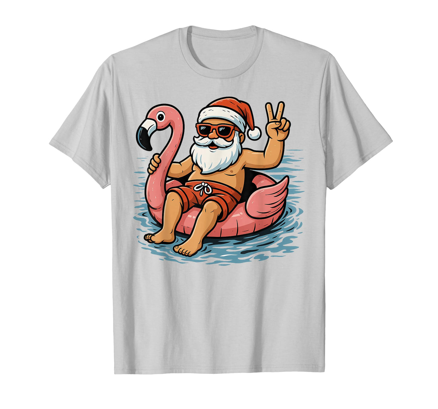 Christmas In July Santa Flamingo Summer Xmas Boys Kids T-Shirt