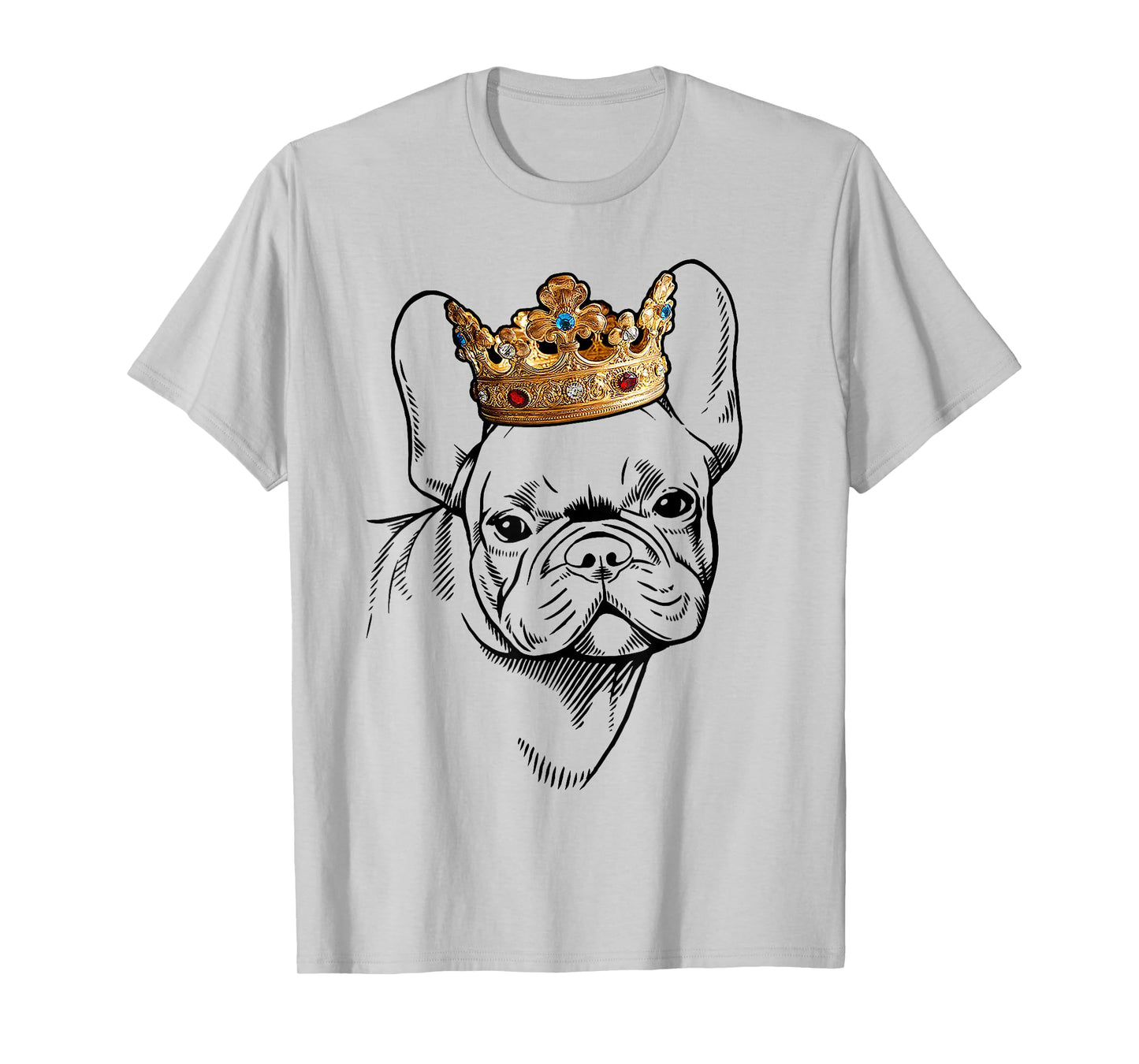 French Bulldog Wearing Crown T-Shirt for Men Women Kids