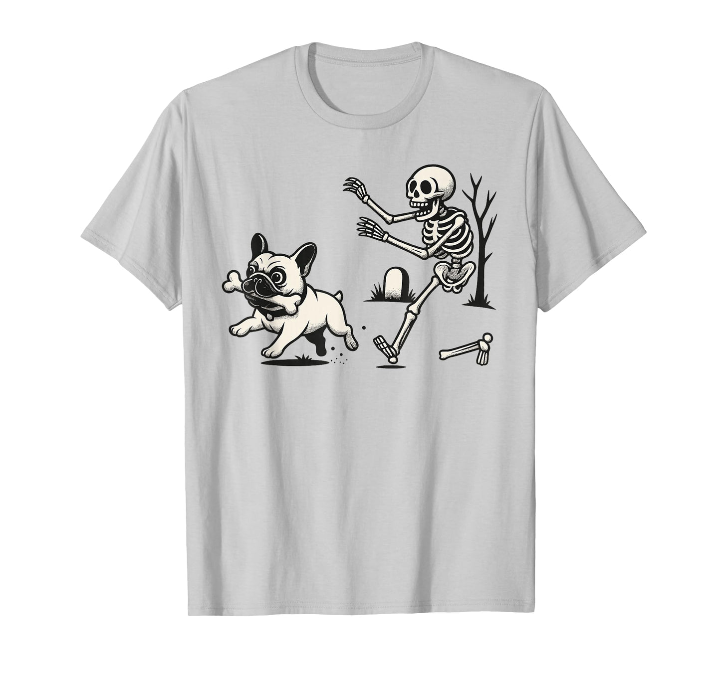 Halloween French Bulldog Skeleton Spooky Humor Funny Dog T-Shirt