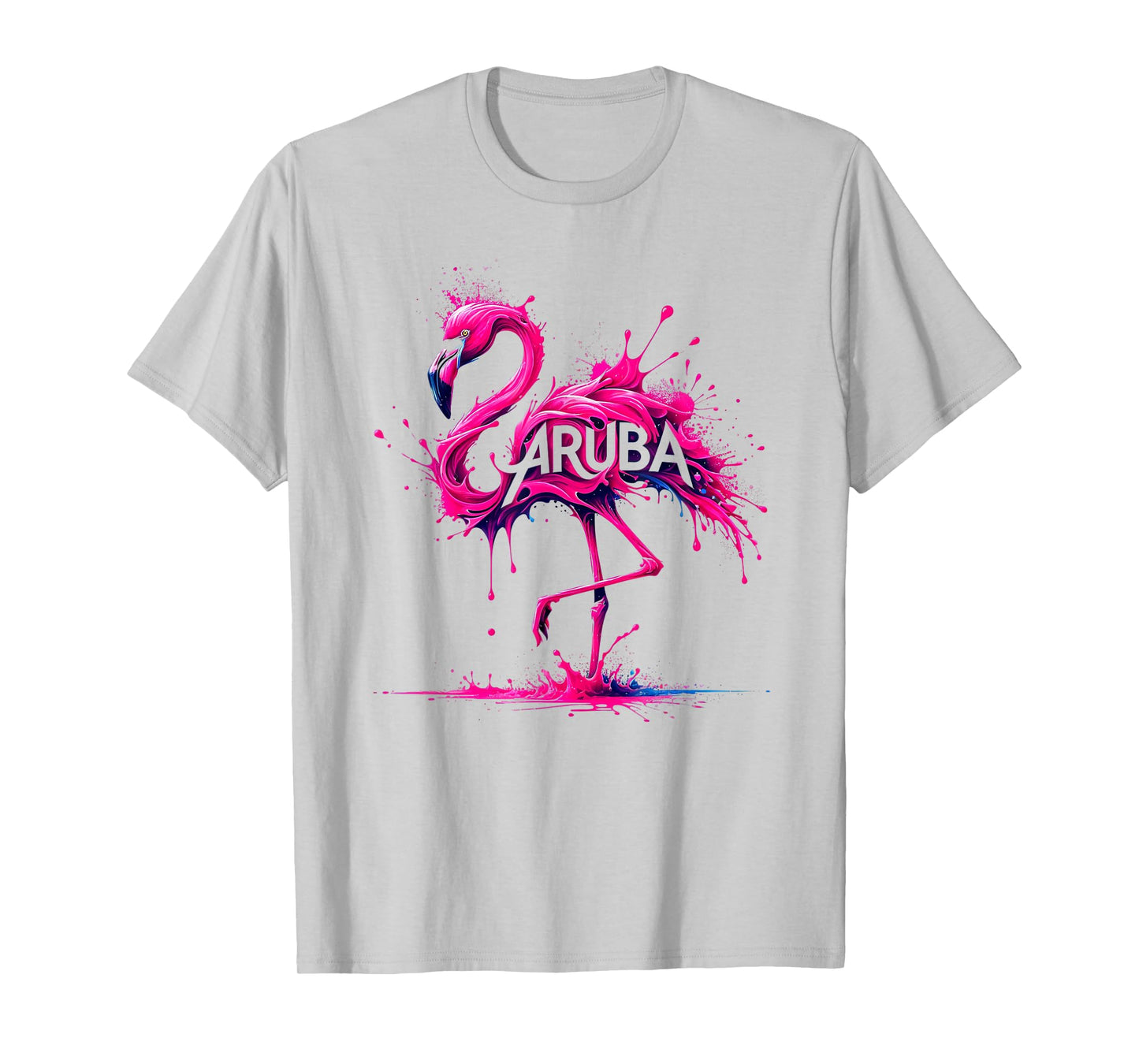 Aruba Paint Splatter Flamingo T-Shirt