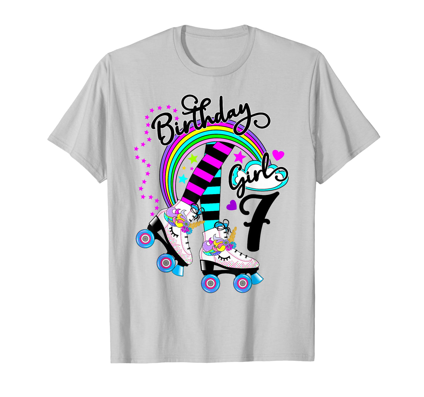 7th Unicorn Roller Skate Birthday Party for Girls Shirt