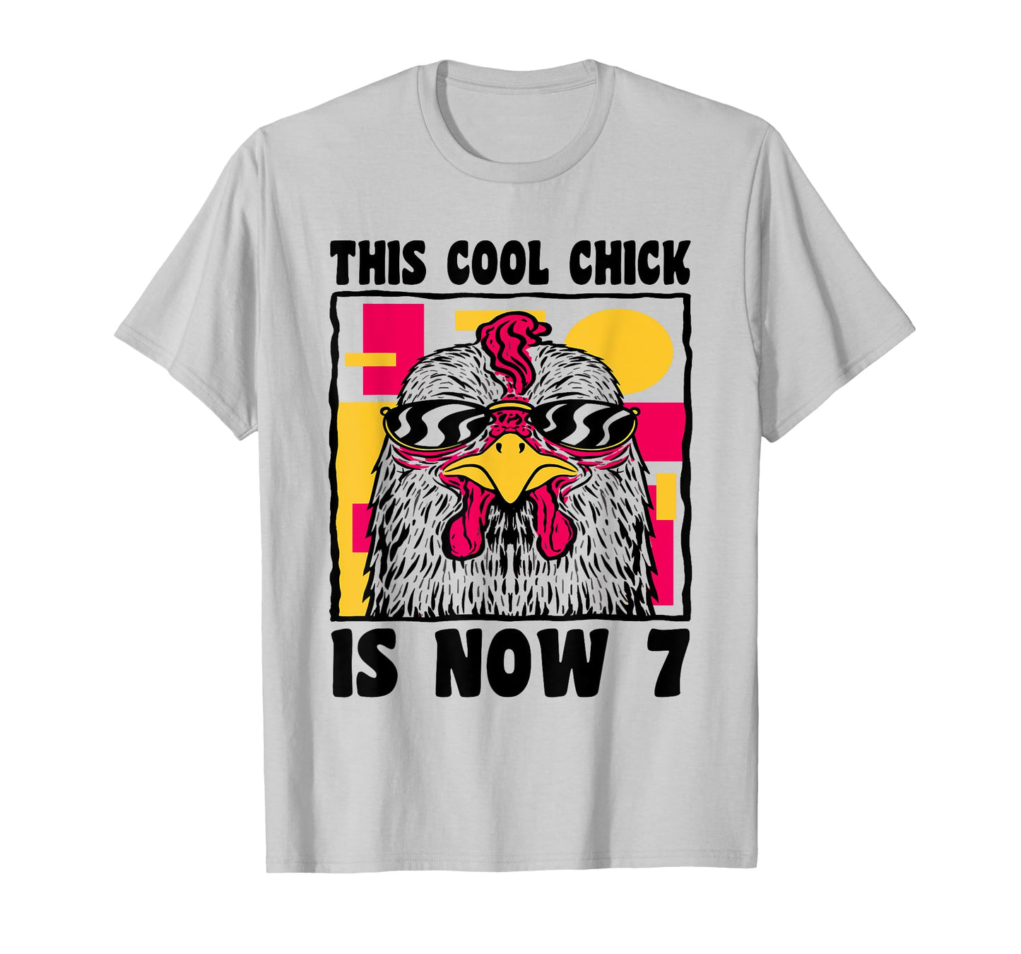 Happy 7th Birthday 7 Year Old Cool Chicken 7th Birthday T-Shirt