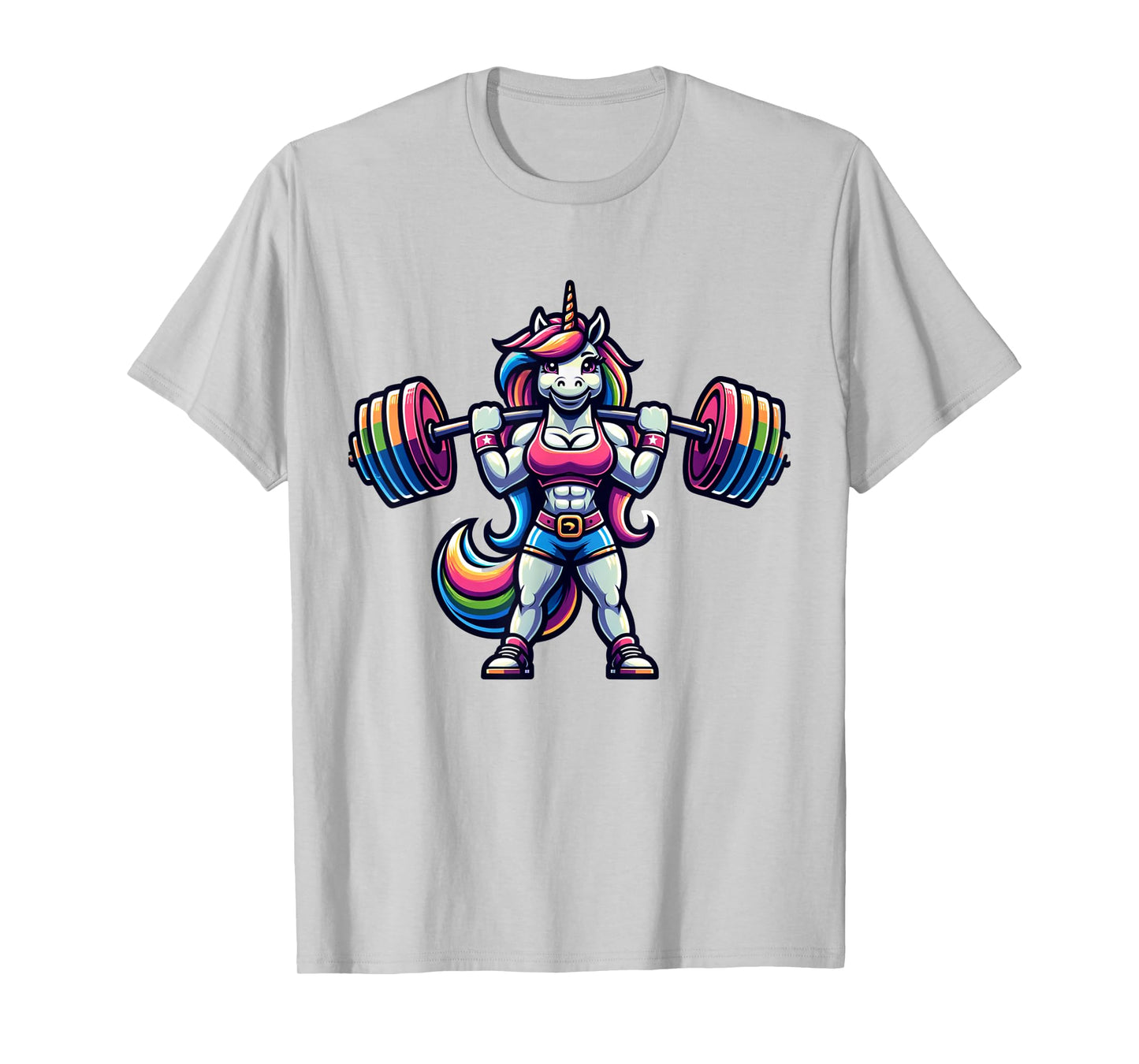 Muscular Female Unicorn Weightlifting Fitness T-Shirt