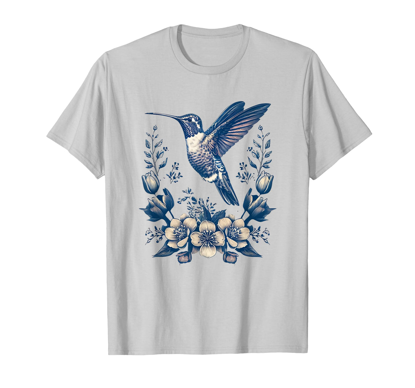 Hummingbird Feeding Bird Watching Spring Flower Garden T-Shirt
