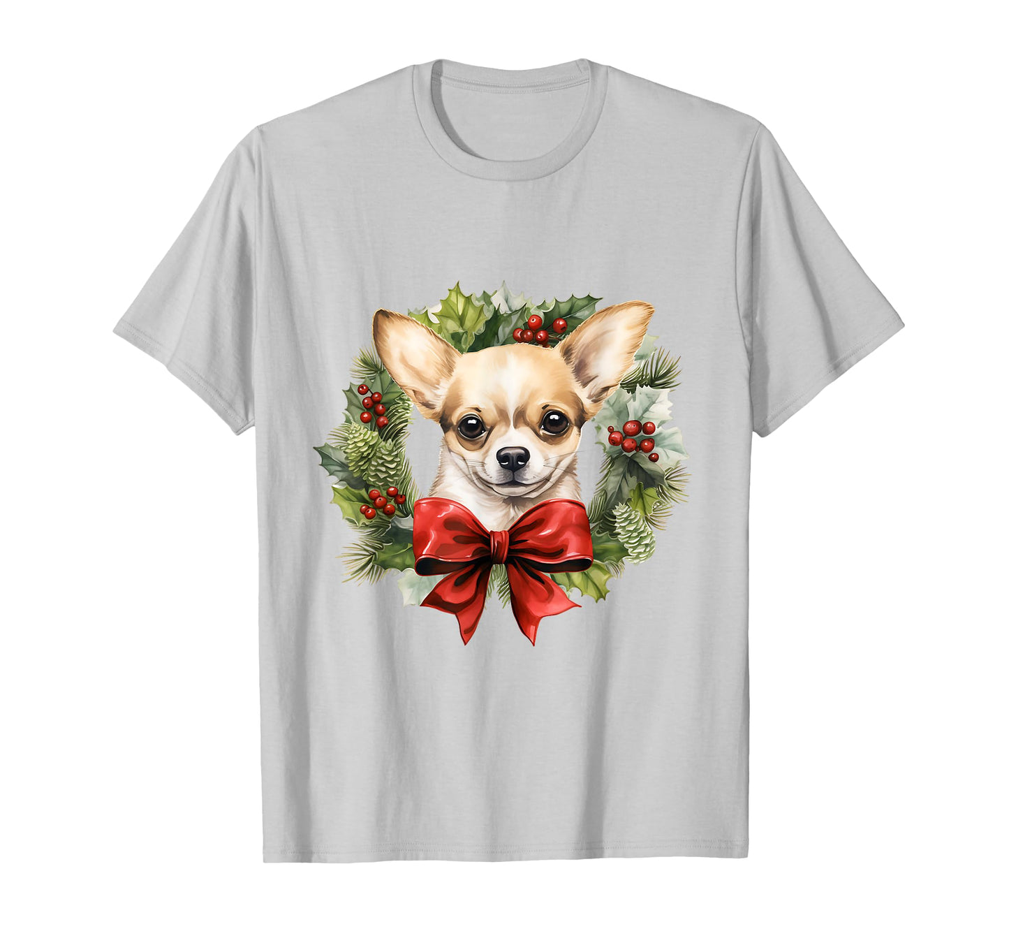 Chihuahua Christmas Wreath Decoration Xmas Pajamas T-Shirt