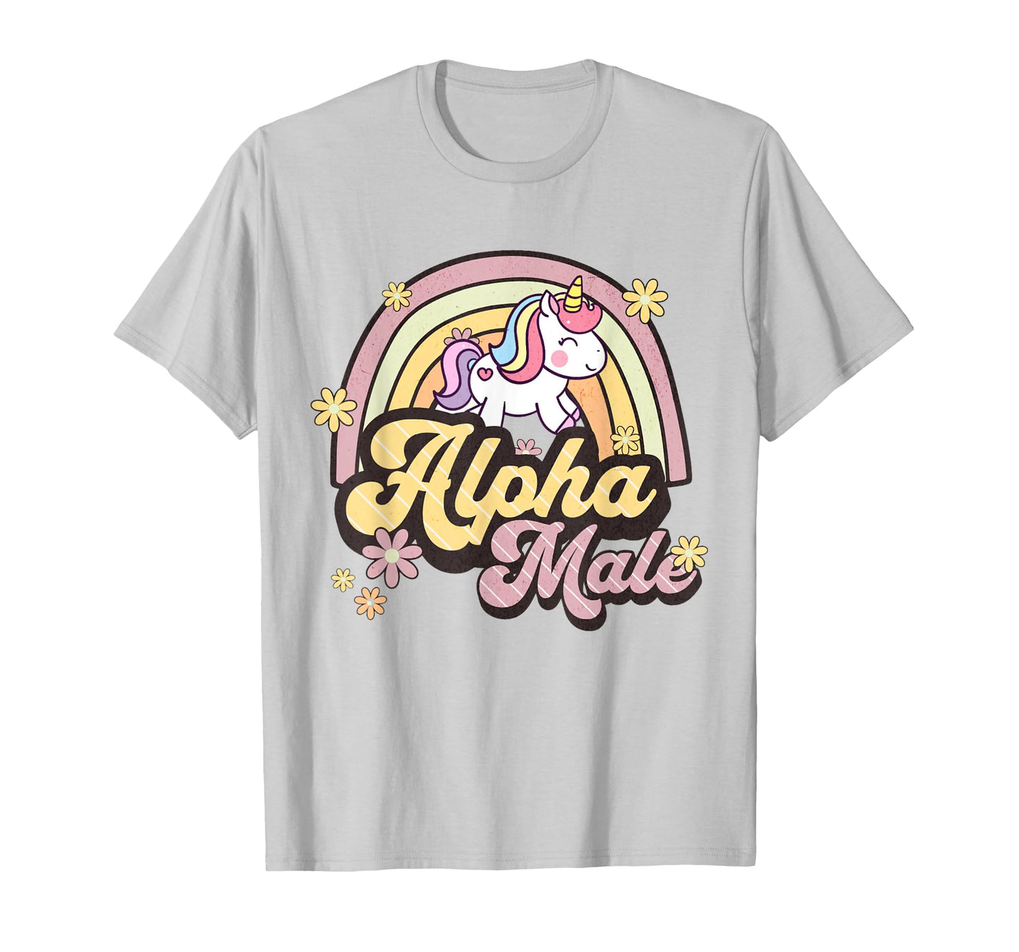 Alpha Male Unicorn Rainbow Sarcastic Ironic Weird Y2K Humor T-Shirt