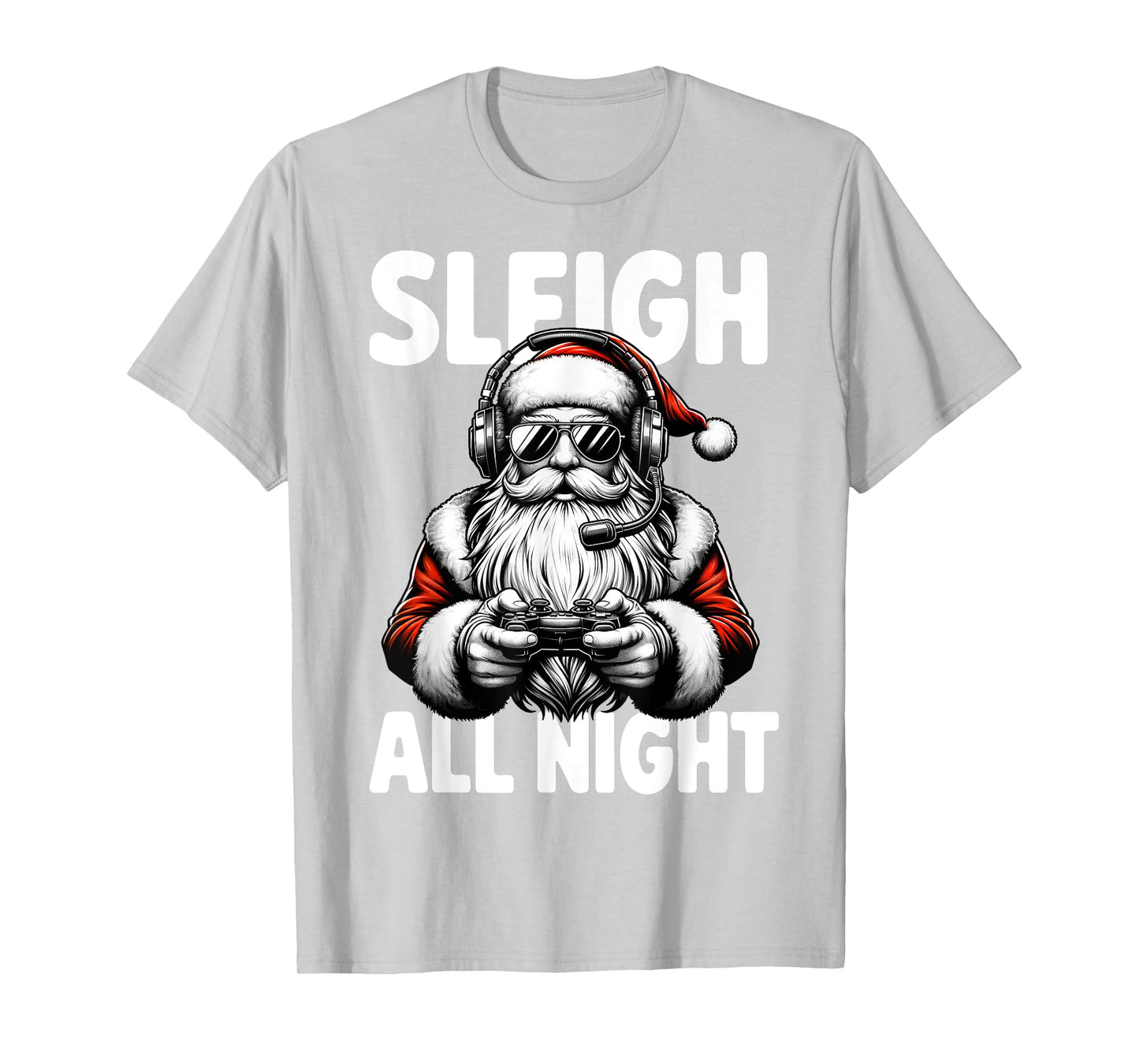 Christmas Gamer Boys Sleigh All Night Video Game Santa Xmas T-Shirt