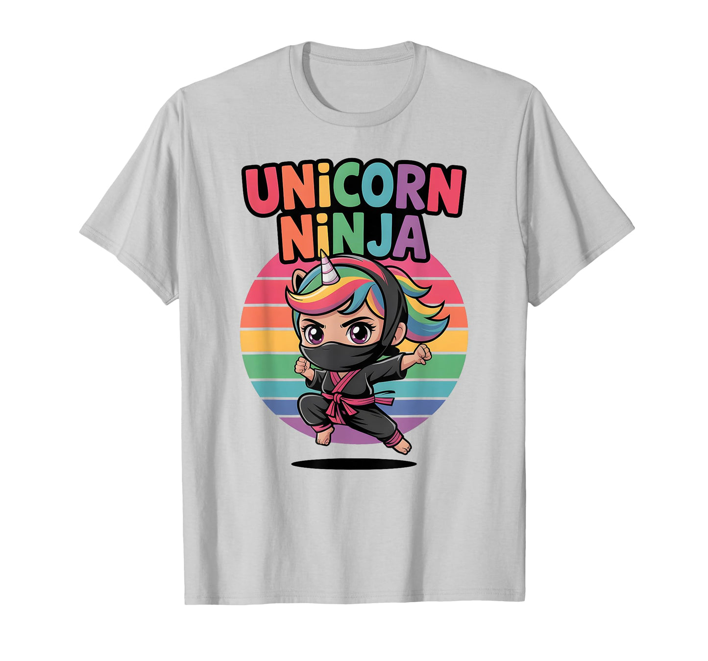 Happy UNICORN NINJA Birthday Girl Girls I Love Pink Crew T-Shirt