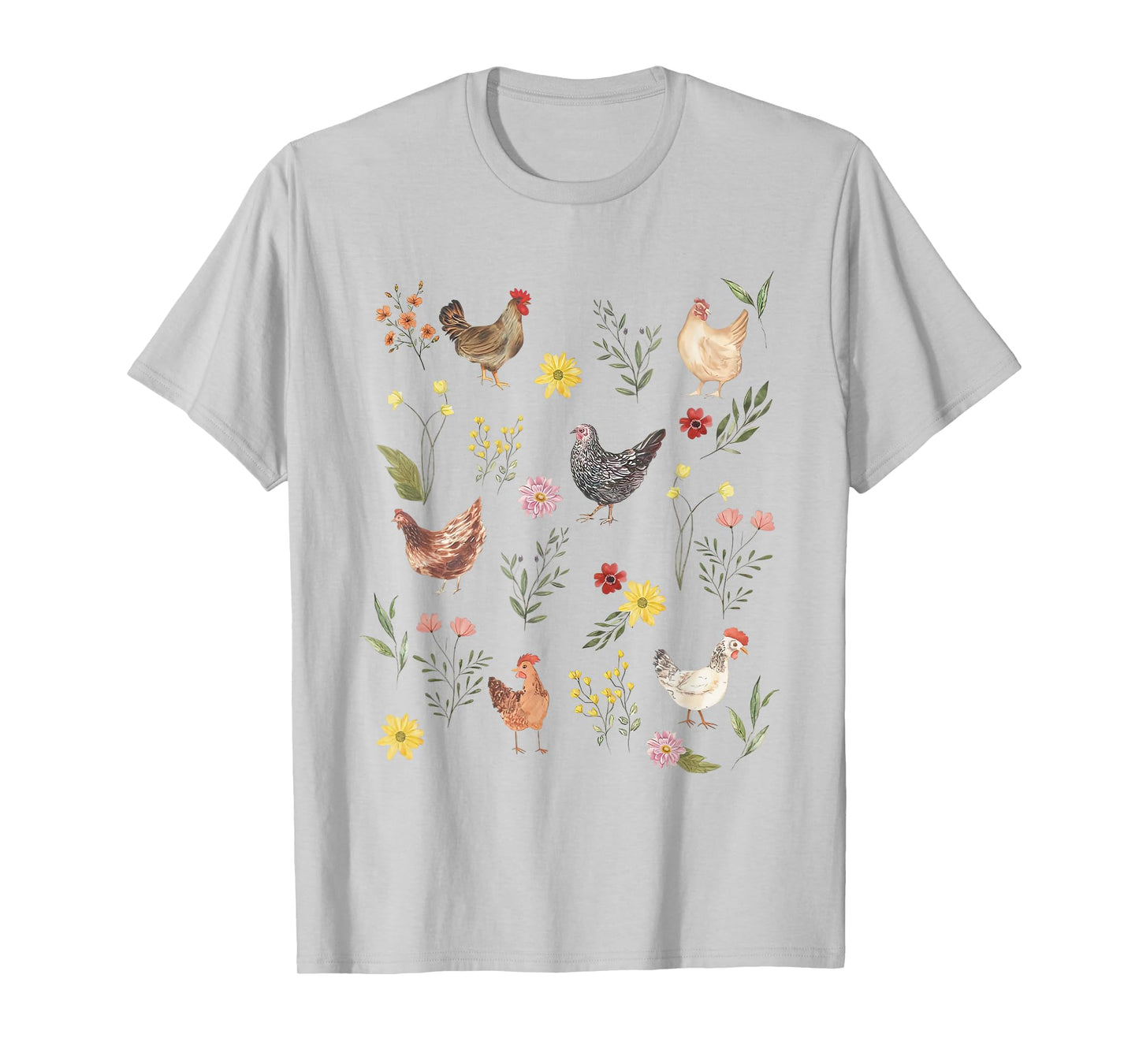 Wildflower Chicken Floral Chicken Lover Cute Farmer Flowers T-Shirt