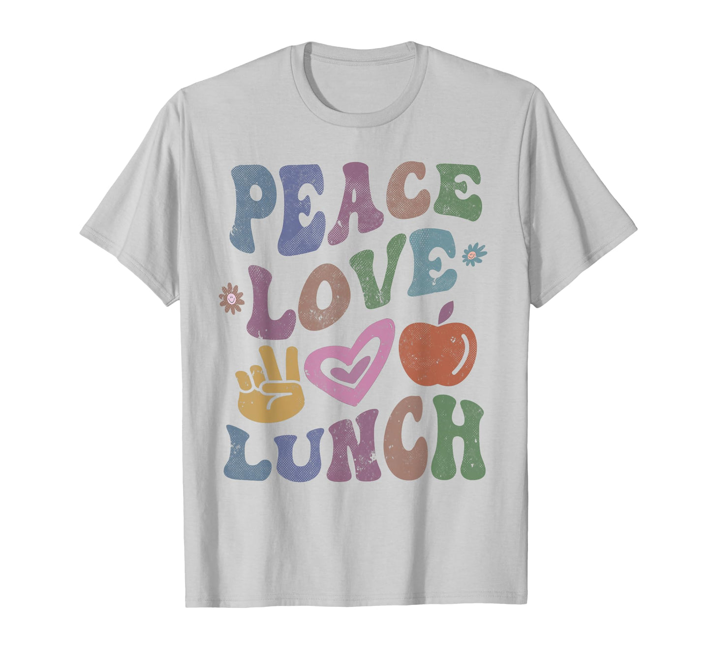 Retro PEACE LOVE LUNCH Lady Groovy Cafeteria Queen Vintage T-Shirt