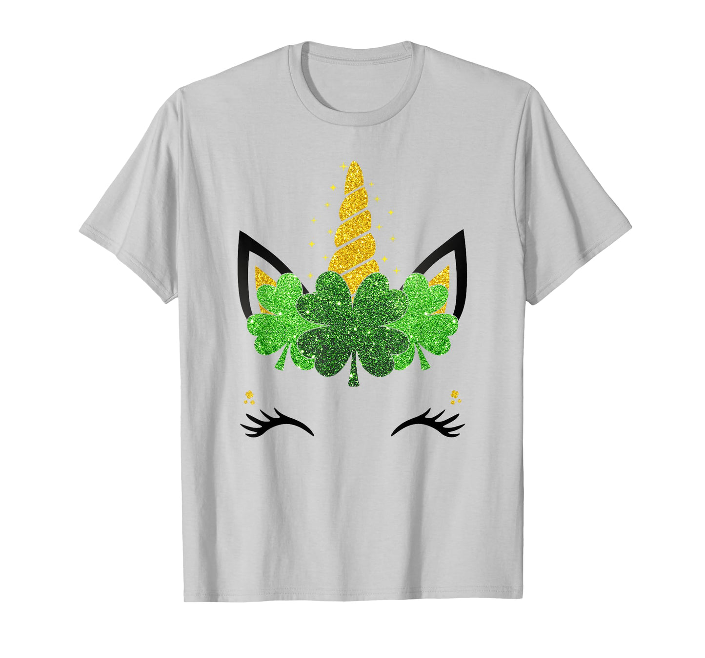 Unicorn Face St Patrick's Day Girls Kids Women T-Shirt
