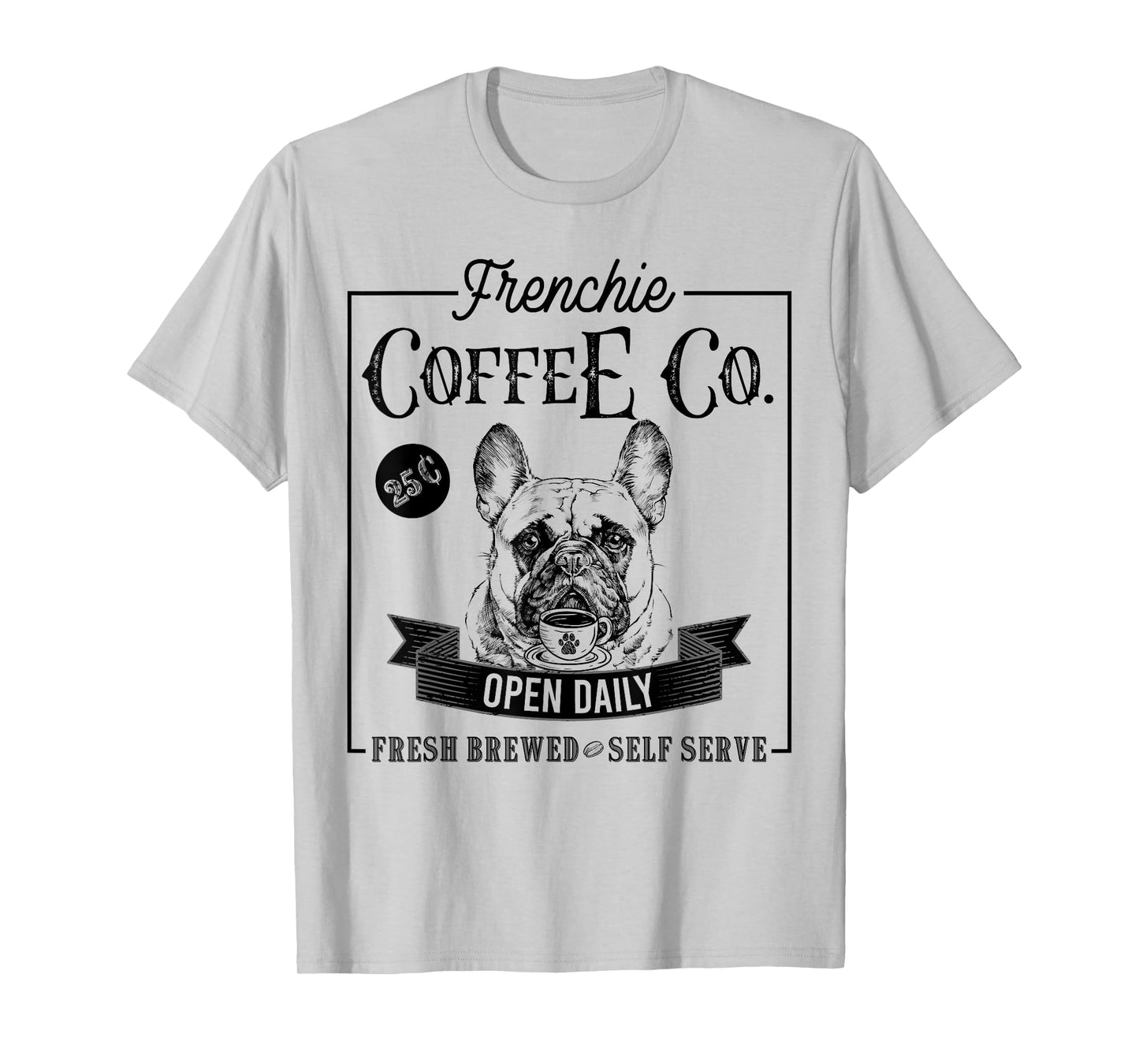 Retro French Bulldog Coffee Funny Dog Mom Coffee Lover Men Women Girls Kids T-Shirt