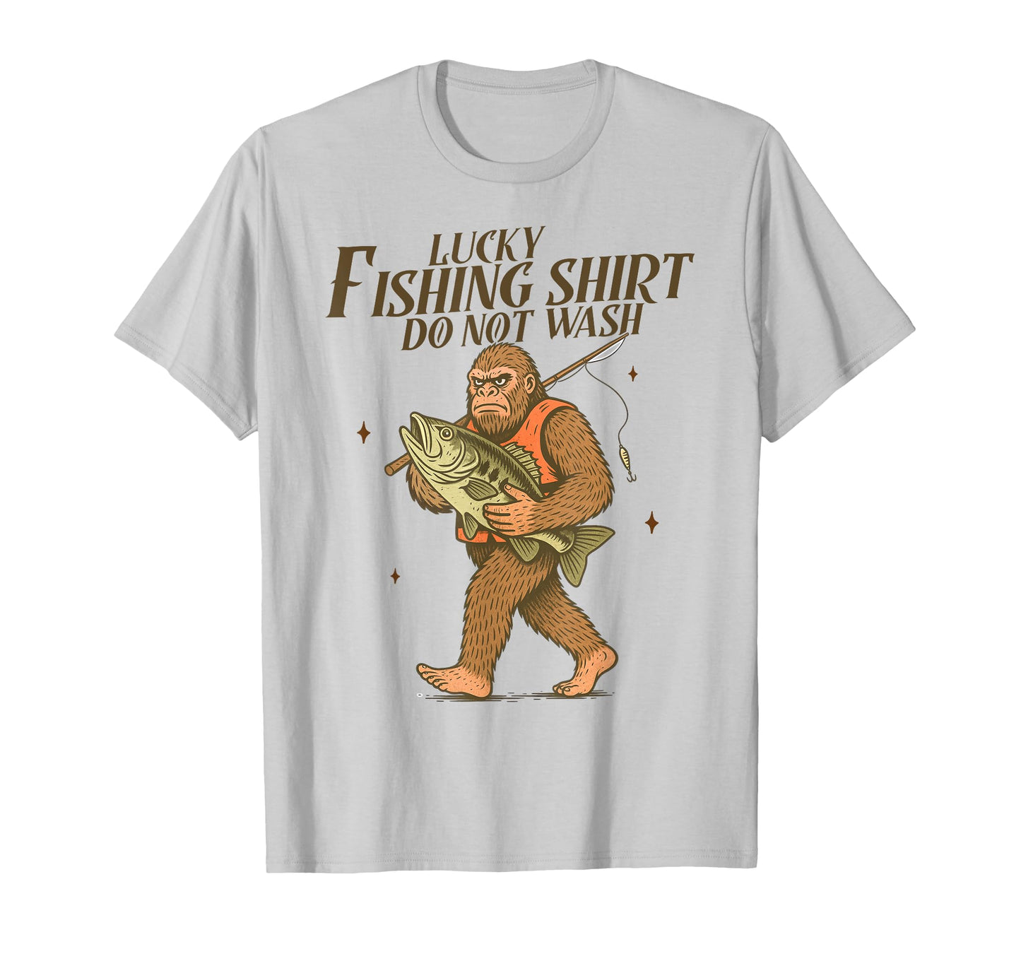Fishing Lover Fisherman Bigfoot Funny Fisher Lucky Fishing T-Shirt