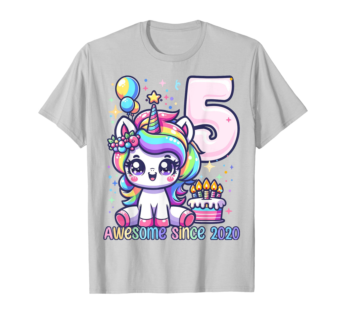Unicorn 5th Birthday 5 Year Old Unicorn Party Girls Outfit T-Shirt