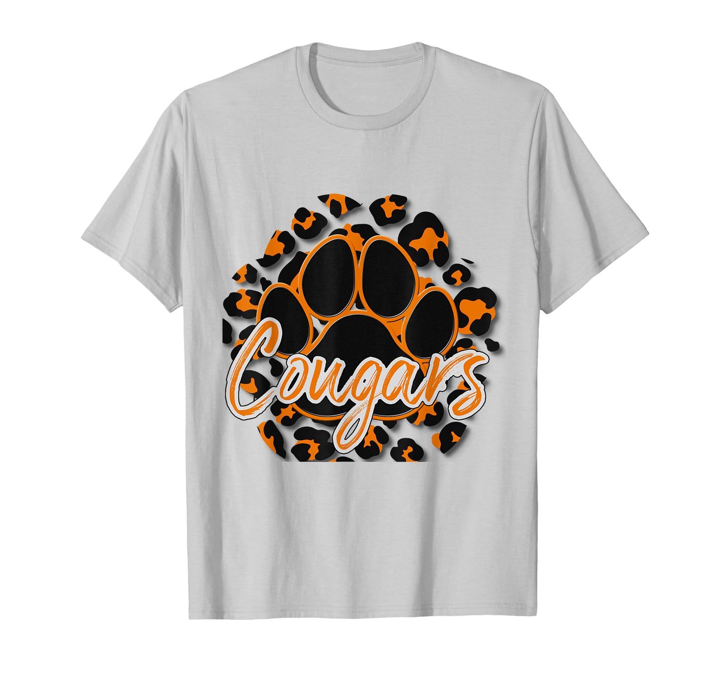 Cougar Orange Black Cheetah School Sports Fan Team Spirit T-Shirt