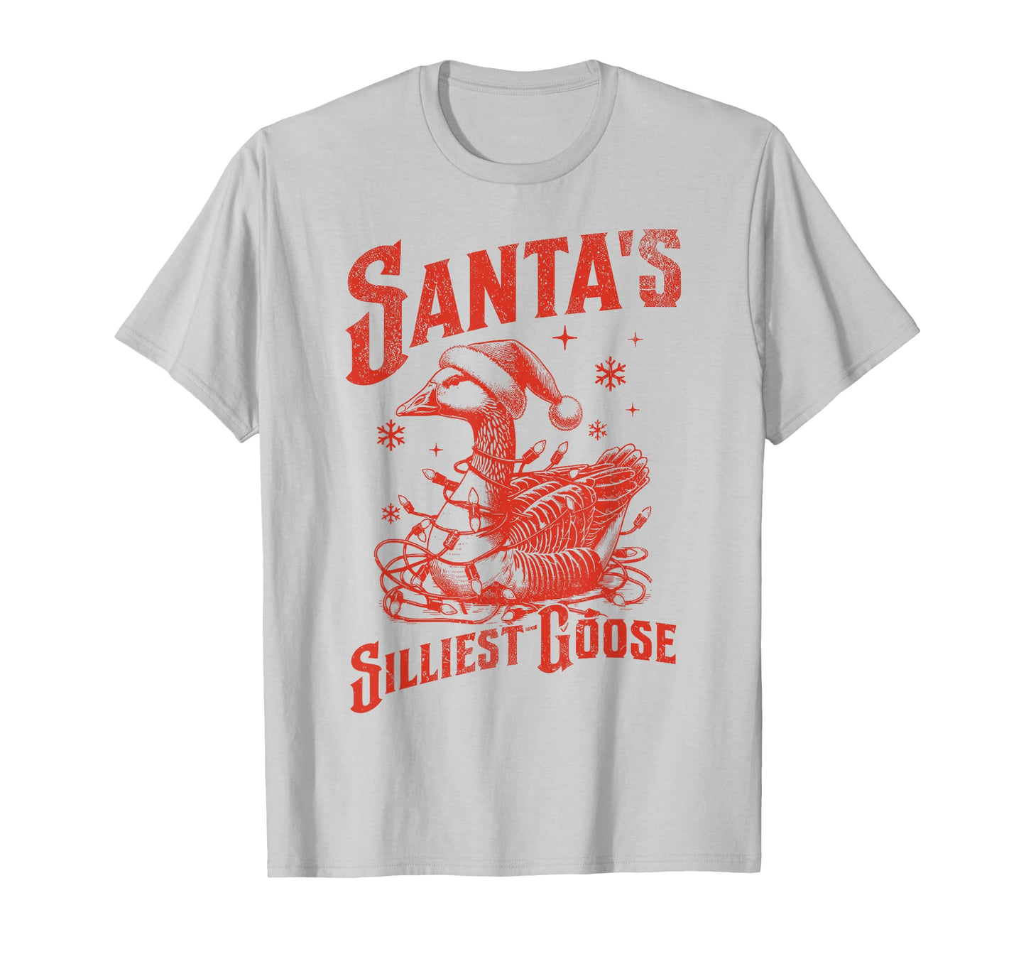 Vintage Santas Silliest Goose Christmas Santa Goose Animal T-Shirt