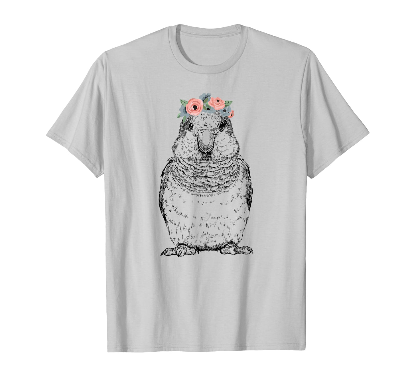Quaker Parrot with Floral Headband Parrot Bird T-Shirt