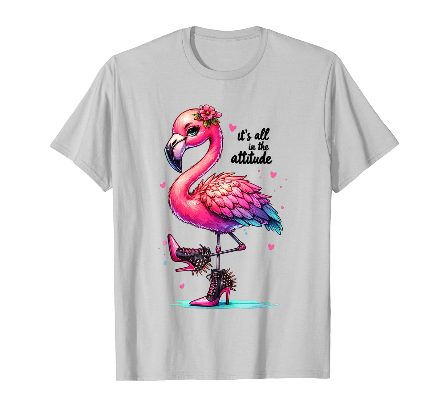 Cute Flamingo Spike Heels It's All in the Attitude Girls T-Shirt