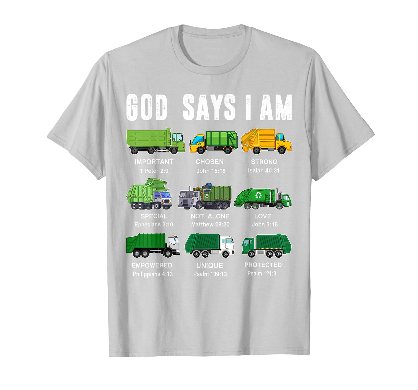 Toddler Boy God Says I Am Garbage Truck Jesus Brother Son T-Shirt