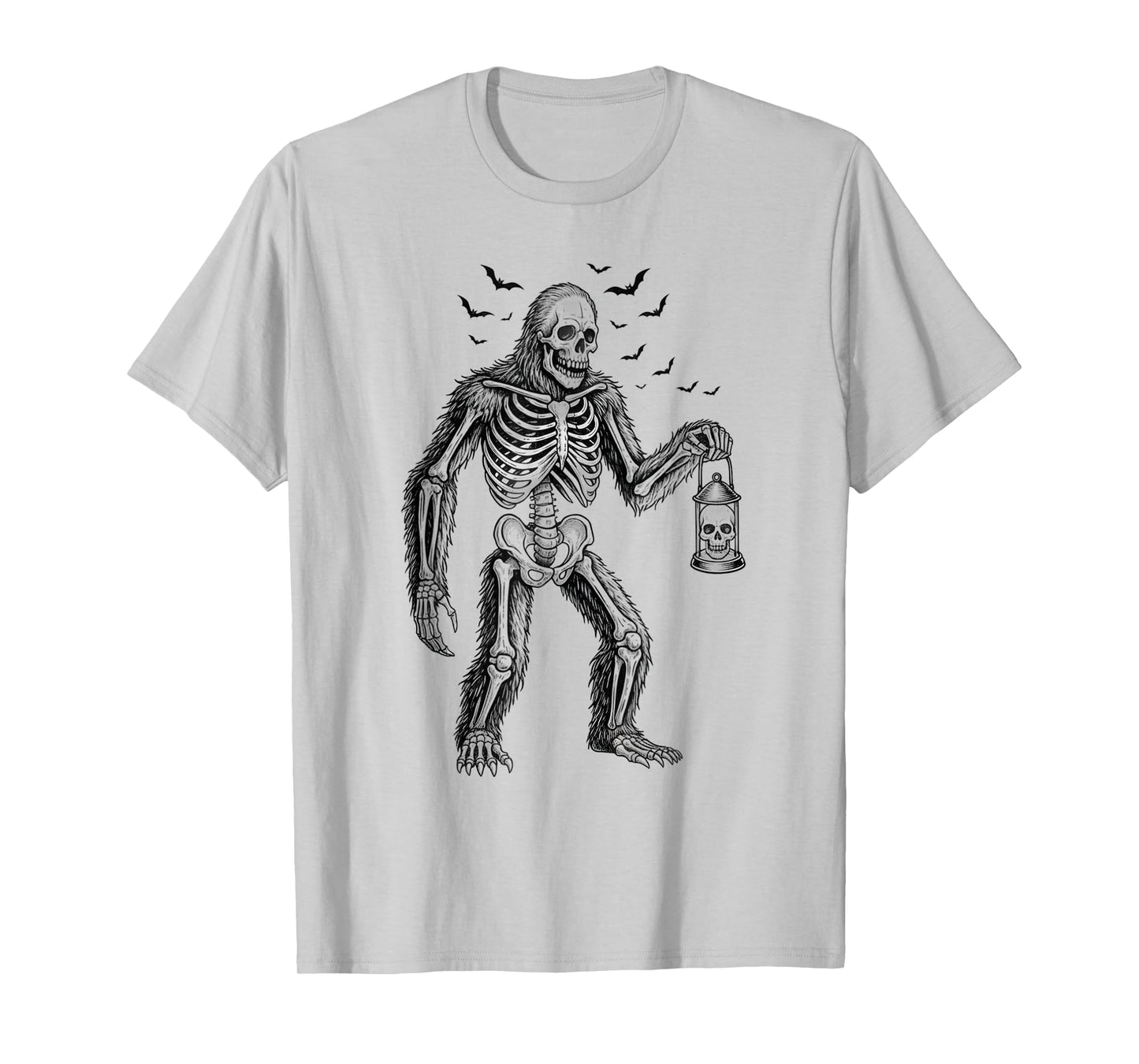 Funny Bigfoot Sasquatch Skeleton Halloween Men Women Kids T-Shirt